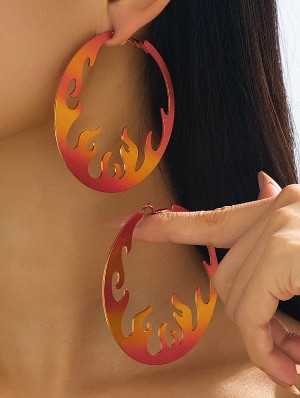 Flame Pattern Alloy Electroplating Earrings