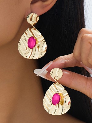 Geometric Pattern Alloy Electroplating Earrings