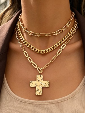 Cross Alloy Pendant Necklaces