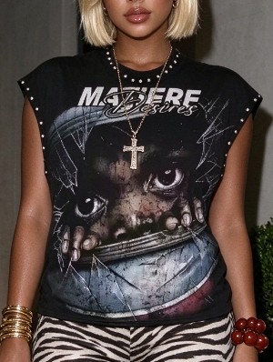 Vintage Graffiti Loose Rivet Studded Tanks