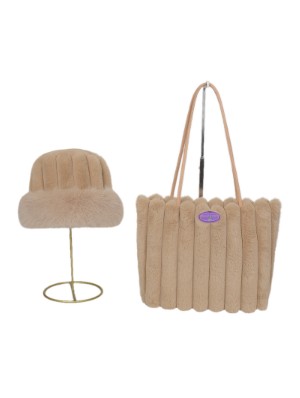 Large Capacity Plush Tote Bag With Hat Sets