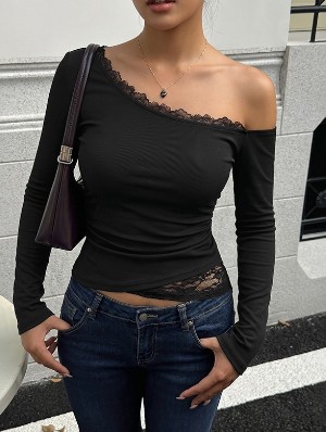 Patchwork Solid Color Long Sleeve Design Tops