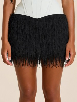 Fluff Tassel Bodycon Sheath Skirts