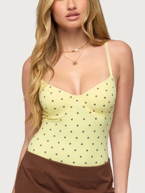 Y2K Polka Dot Cutout Cami Bodysuit