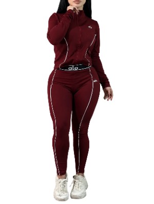 Sporty Lined Bra Coat Leggings 3 Piece Sets