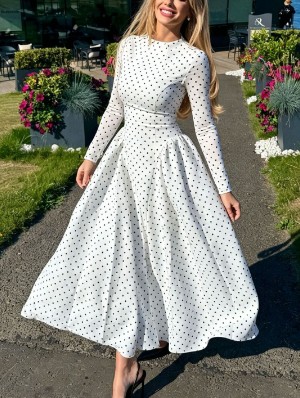 Minimalist Polka Dot High Neck Gown