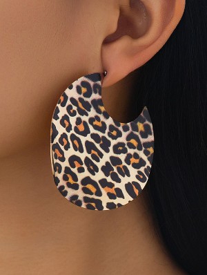 Leopard Pattern Alloy Electroplating Earrings