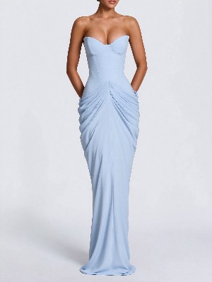 Chic Boned Waist Fitted Tie Back Party Dress