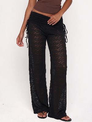 See Through Lace Loose Pants With Underwear