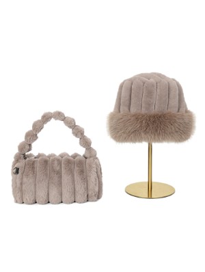Fuzzy Crossbody Satchels With Hat Sets