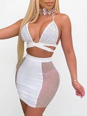 Cross-Tie Back Wrap Hip Dress Set