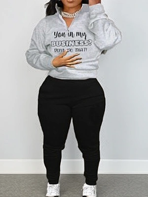 Letter Pattern Elastic Waist Loose Trouser Sets