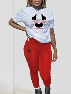 Letter Pattern Colorblock Trouser Sets