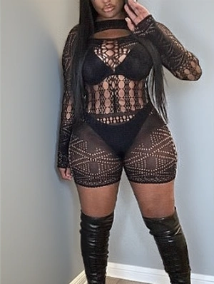 Hollow Out Bodycon Long Sleeve Seductive Rompers