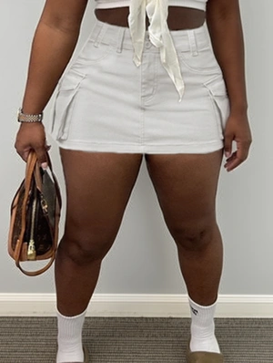 Patchwork Cotton Cargo Skirts