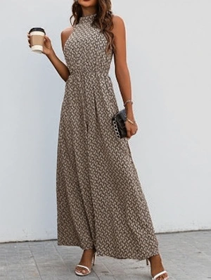 Patchwork Crewneck Wide Leg Jumpsuits