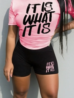 Letter Pattern Crewneck Shorts Sets