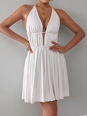Lace Up Halter Neck Backless Sleeveless Dresses