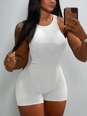 Solid Color High Rise Bodycon Rompers