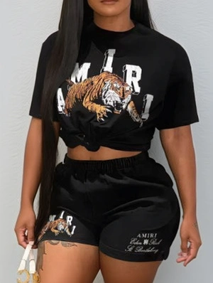 Tiger Letter Printed Loose Short Sets