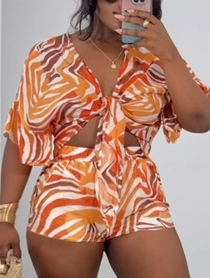 Ripple Batwing Sleeve Shirt Short Sets