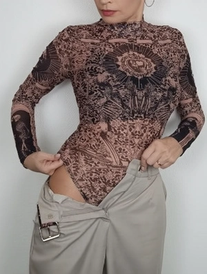 Gauze Printed High Rise Fitted Bodysuits