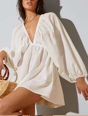 Solid Color High Rise Fitted Long Sleeves Dress