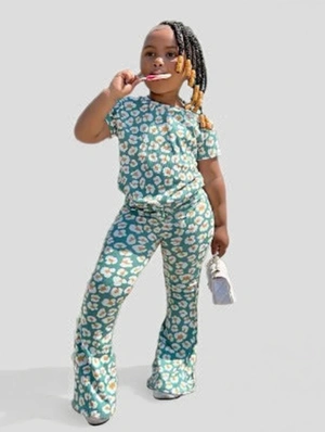 Flower Crewneck Wide Leg Girl Clothing Sets
