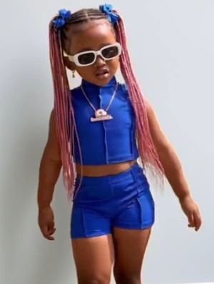 Solid Color Rib Cropped Girl Clothing Sets
