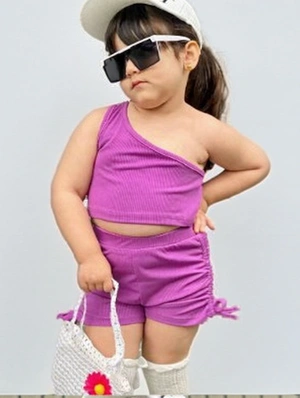 Drawstring Solid Color Leisure Girl Clothing Sets