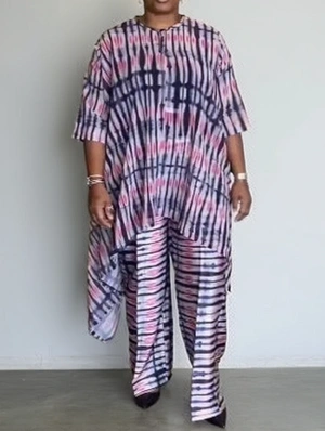 Irregular Colorblock Wide Leg Pant Sets