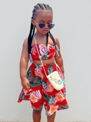 Flower Print Leisure Girl Clothing Sets