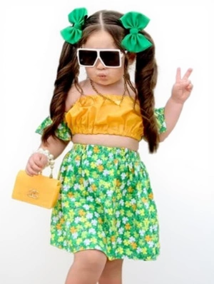 Flower Spaghetti Straps A-line Girl Clothing Sets