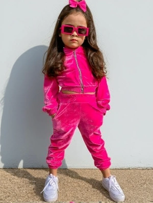 Solid Color Pleuche Fitted Girl Clothing Sets