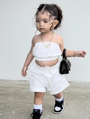 Solid Color Cropped Girl Clothing Sets