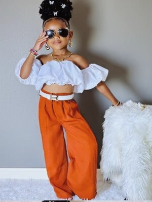 Colorblock High Rise Cropped Girl Clothing Sets