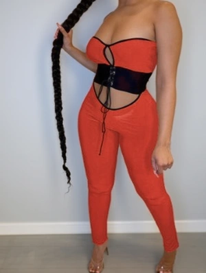 Hollow Out Lace-Up Strapless Jumpsuits
