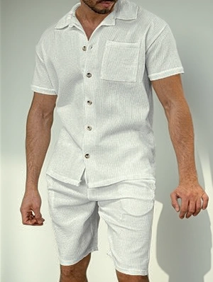 Plain Color Regular Sleeve Fitted Short Sets