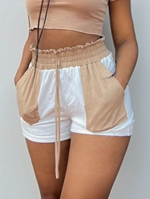 Colorblock Patchwork Mid-rise Shorts