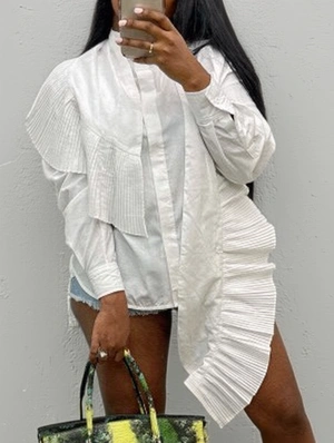 Ruched Irregular Lacework Loose Shirt