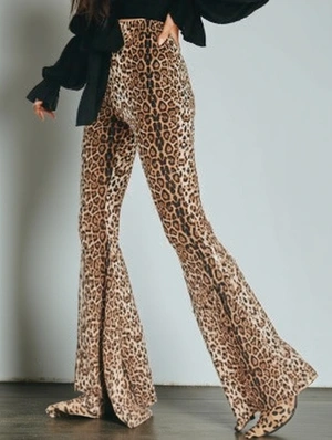 Tiger Striped Leopard Flared Pants