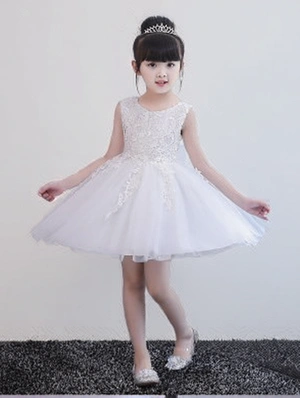 Solid Color Crewneck Cotton Girl Dresses