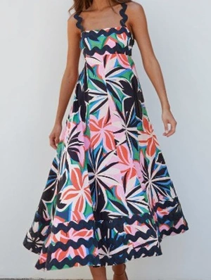 Wave Square Neck Bohemia Maxi Dresses