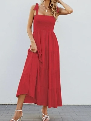 Tie-wrap Mid-rise Baggy Bohemian Sleeveless Dresses