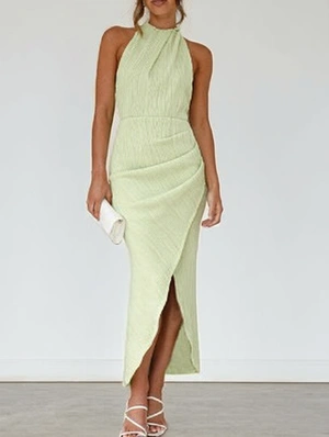 Halter Neck Plain Sleeveless Maxi Dresses