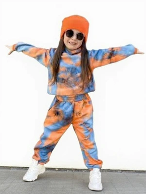 Colorblock Hooded Loose Girl Hoodie Set