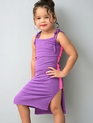 Colorblock Boat Neck Bandage Girl Dresses