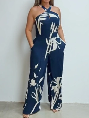 Colorblock Smocking Sleeveless Jumpsuits