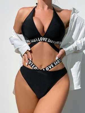 Colorblock Halter Neck Backless Sexual Sets