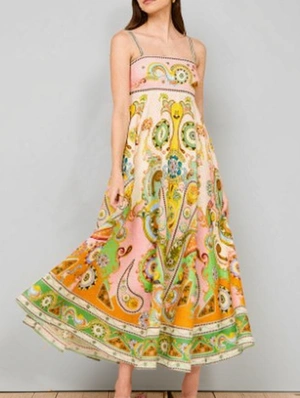 Colorblock  Ethnic Spaghetti Straps Dresses